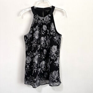 Le Gali Halter‎ Tank Top Black Floral M Iva Sleeveless Floral Party Summer NWOT